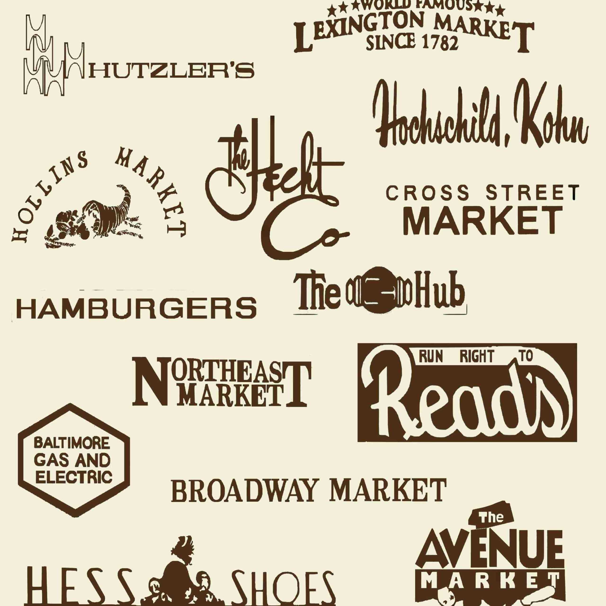 Logos from classic Baltimore stores and businesses.